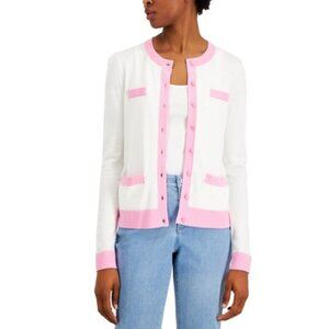 Charter Club Cream & Pink Cardigan Sweater (sz L)